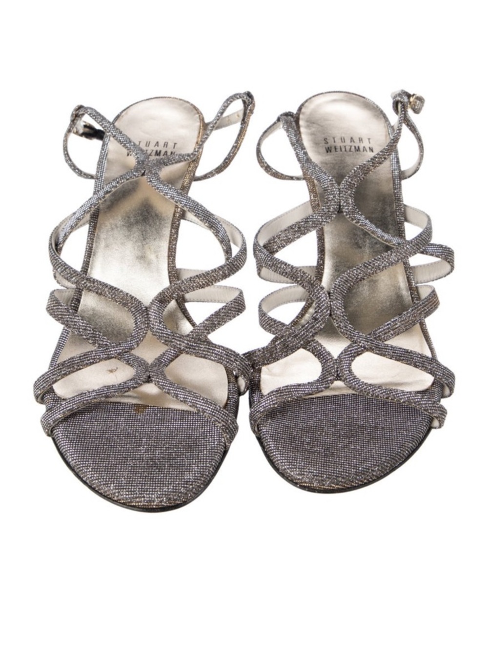 Stuart Weitzman Turning Up Strappy Glitter Sandals
